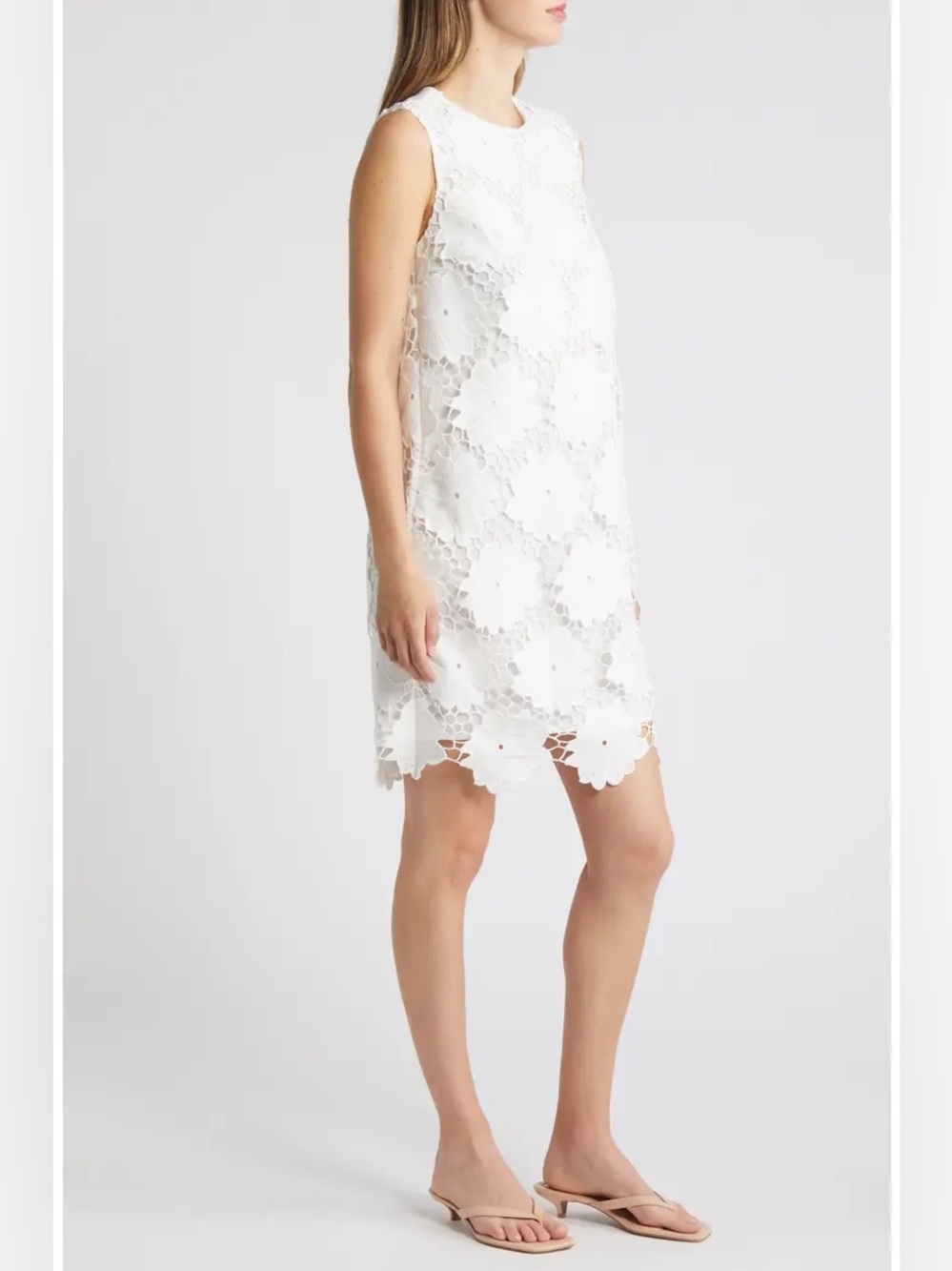 Sam Edelman White Floral Lace Sleeveless Mini Dress